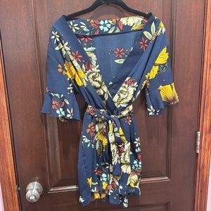 Navy blue floral romper